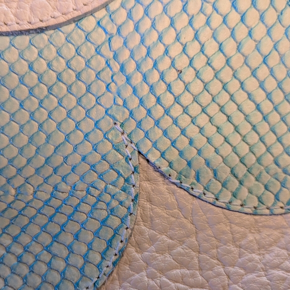 Cecconi Piero Genuine Italian Leather Teal & White Clutch Bag